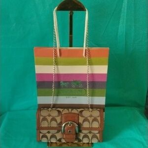 COACH Canvas Khaki Signature Soho Wallet/ Shopping Bag